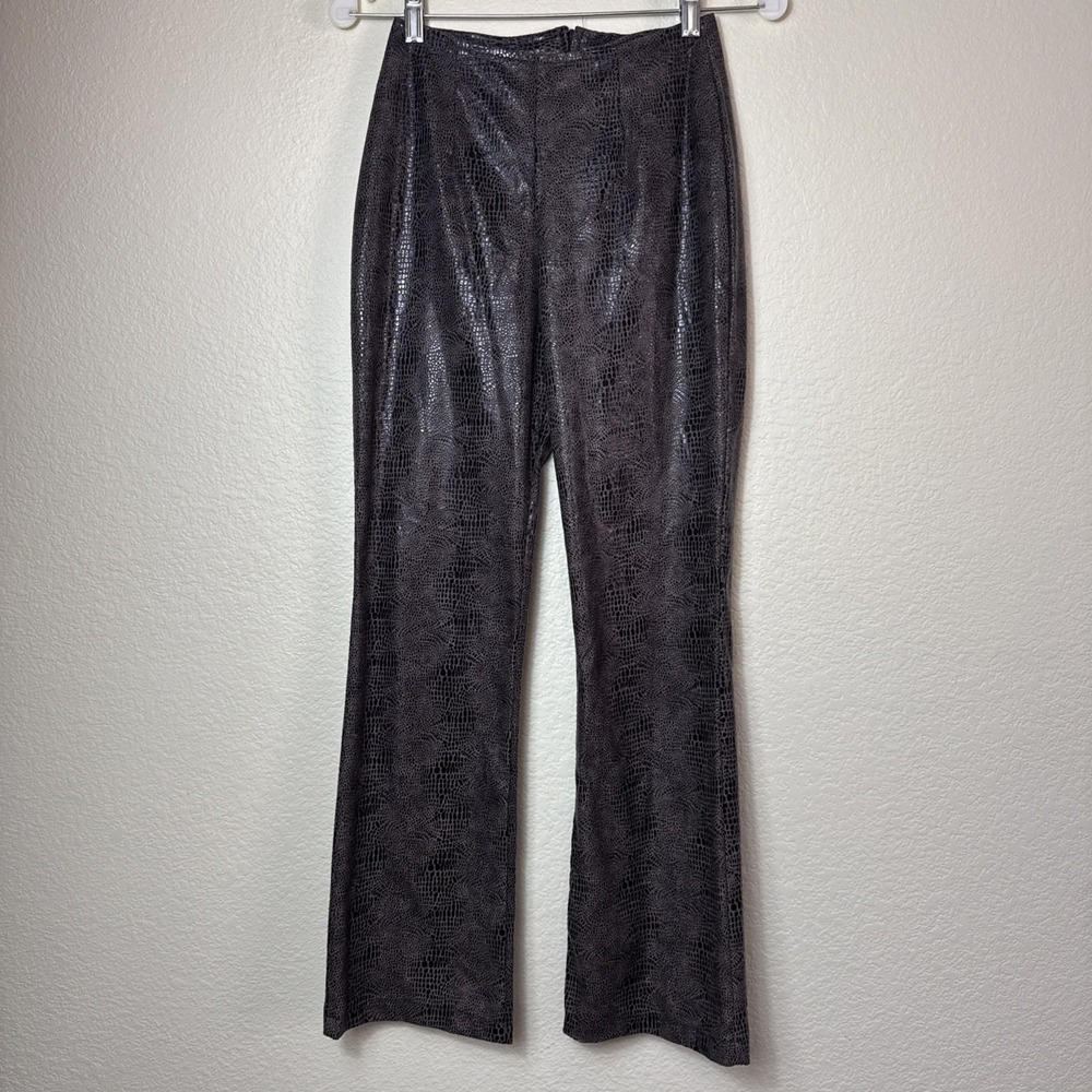 Vtg 90s Pandora Casuals Reptile Python Print Flares High Rise Pants Small